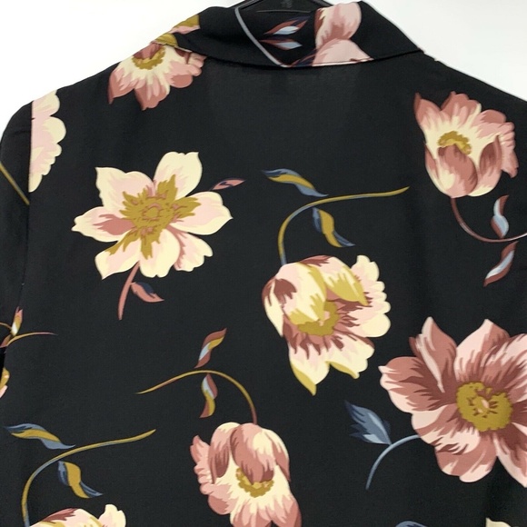 Lulus Mary Anne Shirt Dress Womens XS Black Floral Print Button Up Midi - Picture 10 of 10